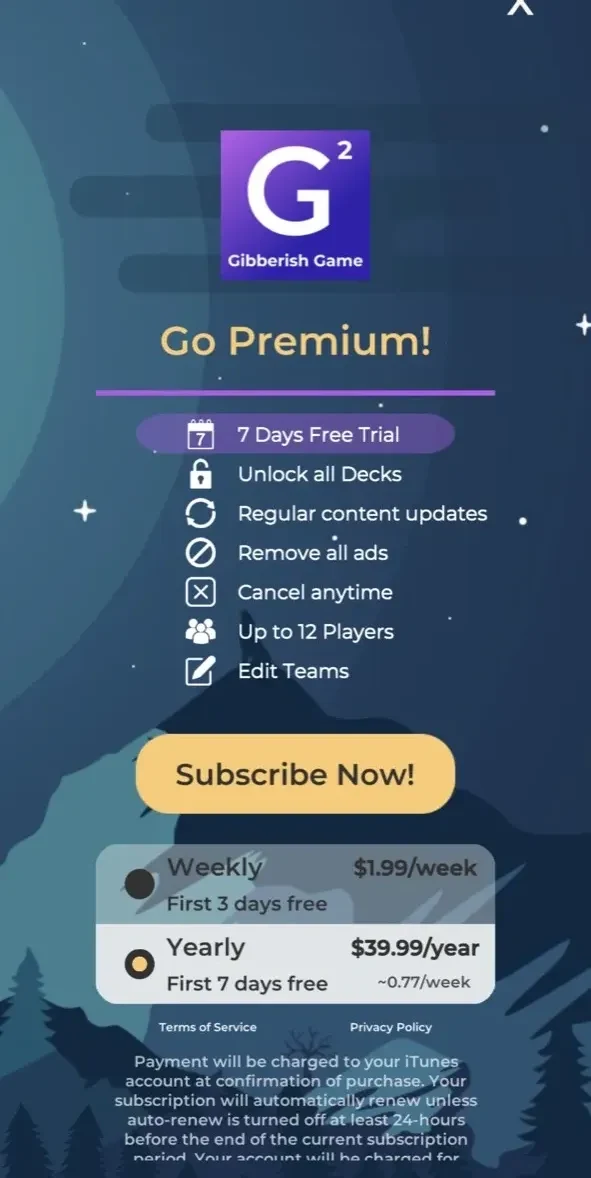 Gibberish Game Against Friends paywall screen