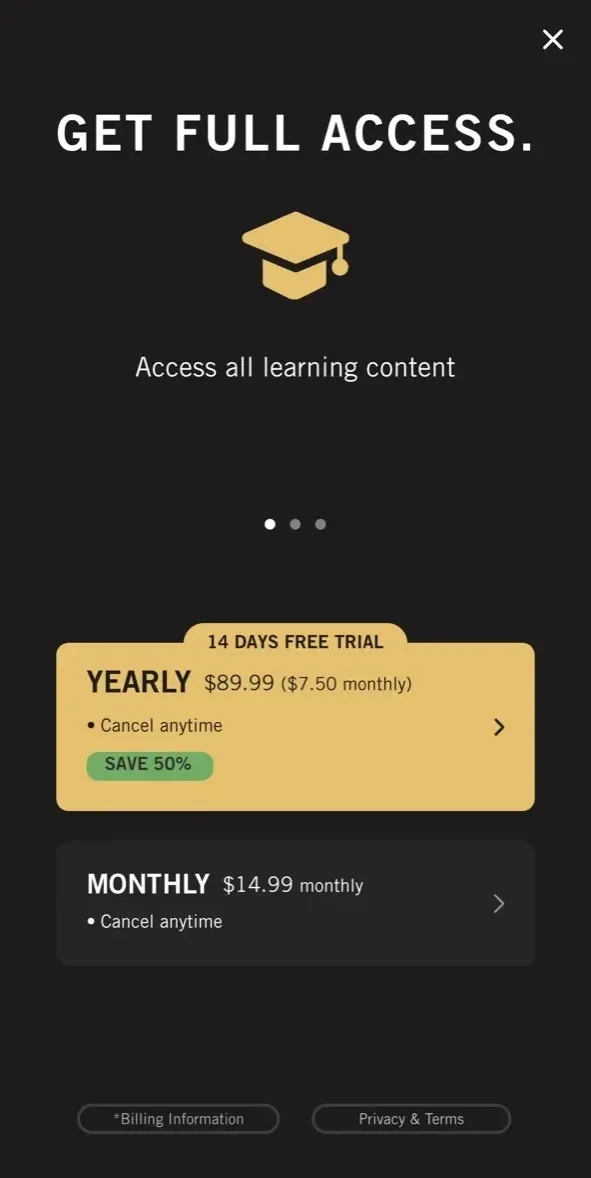 Gibson paywall screen