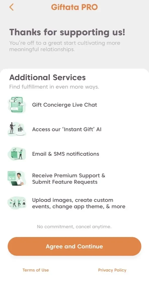 Giftata paywall screen