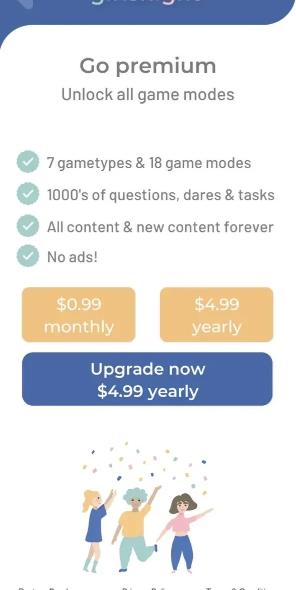 Girls Night paywall screen