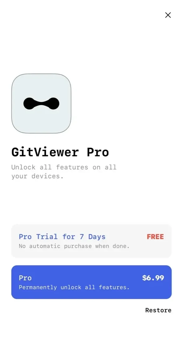 GitViewer paywall screen