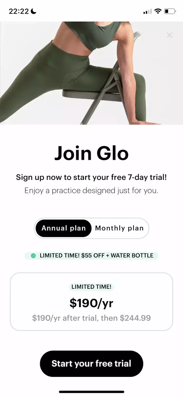 Glo paywall screen
