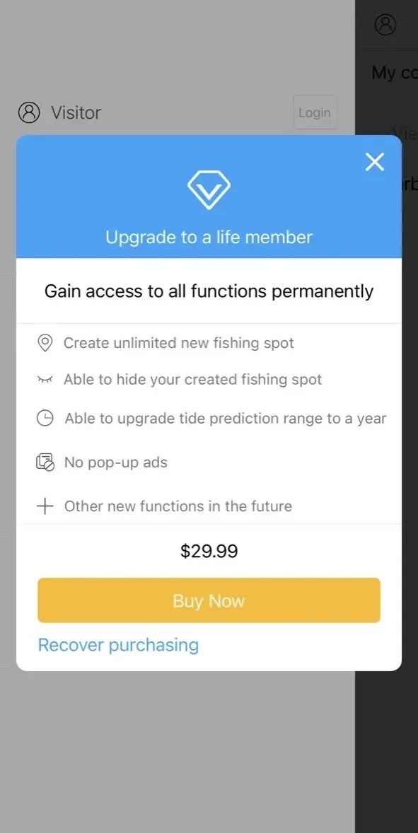Global tide paywall screen