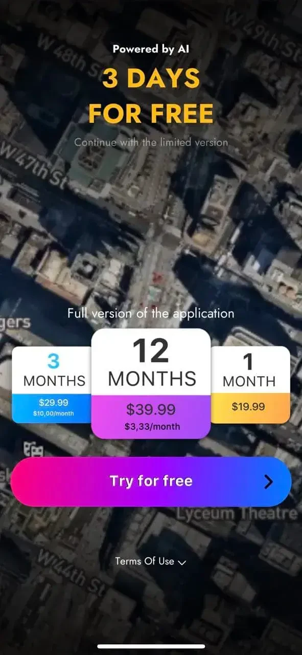 Globe 3D paywall screen