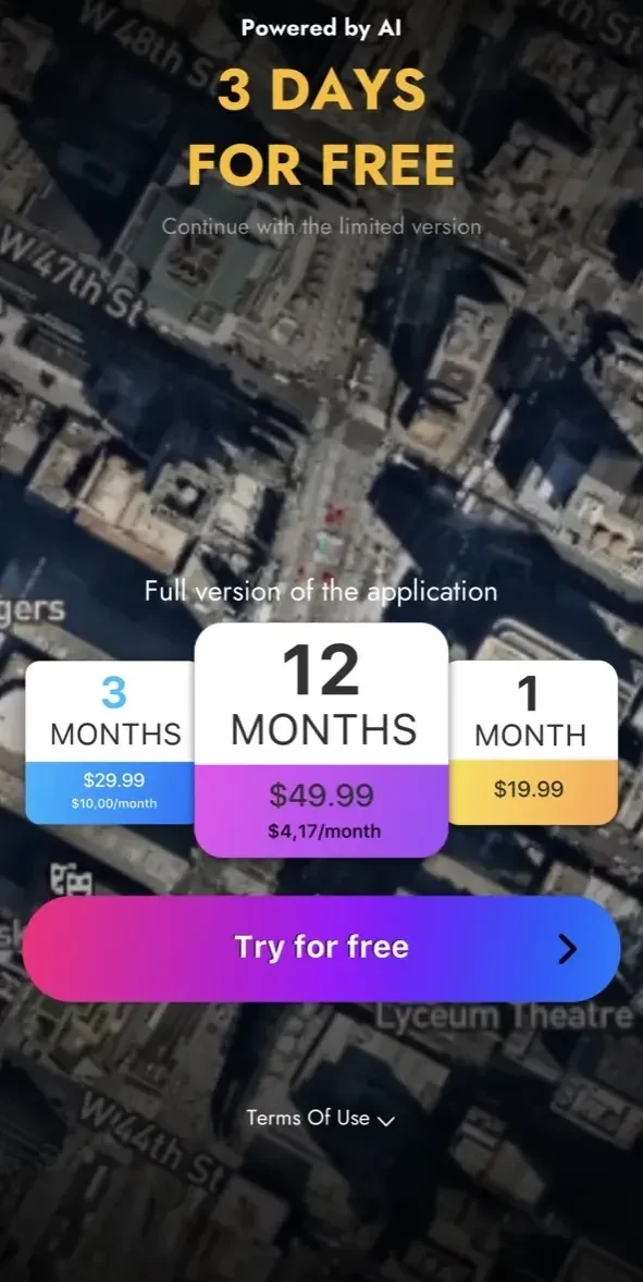 Globe 3D paywall screen