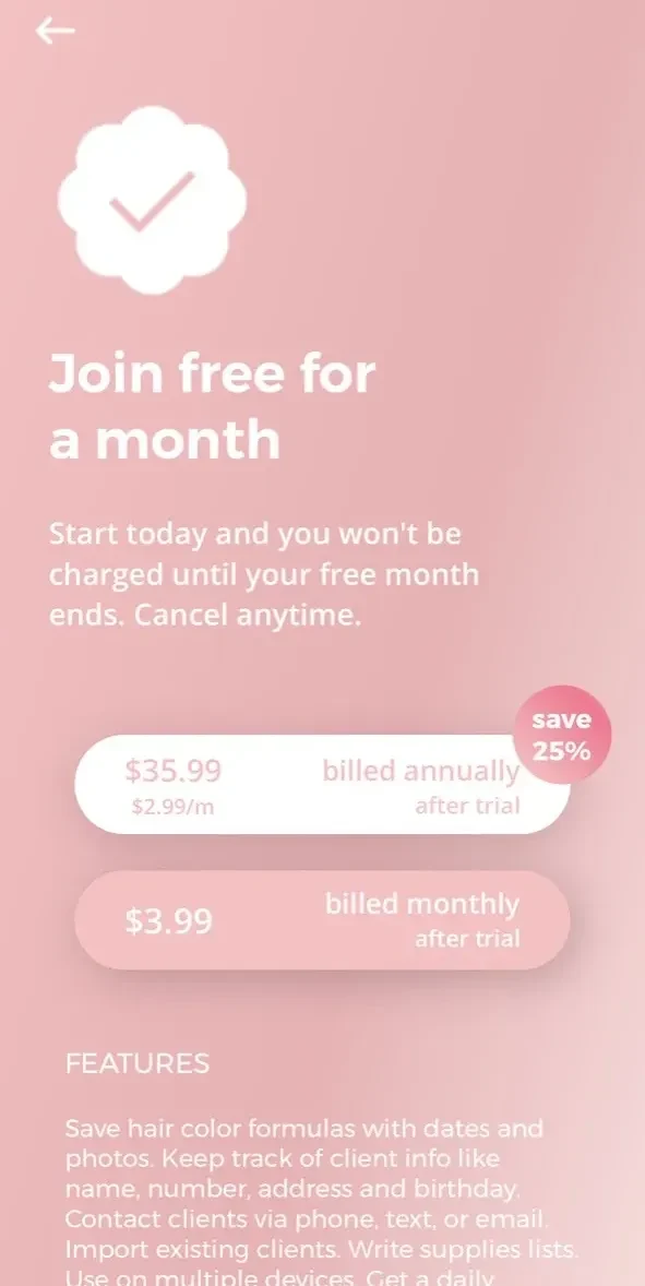 Gloss paywall screen