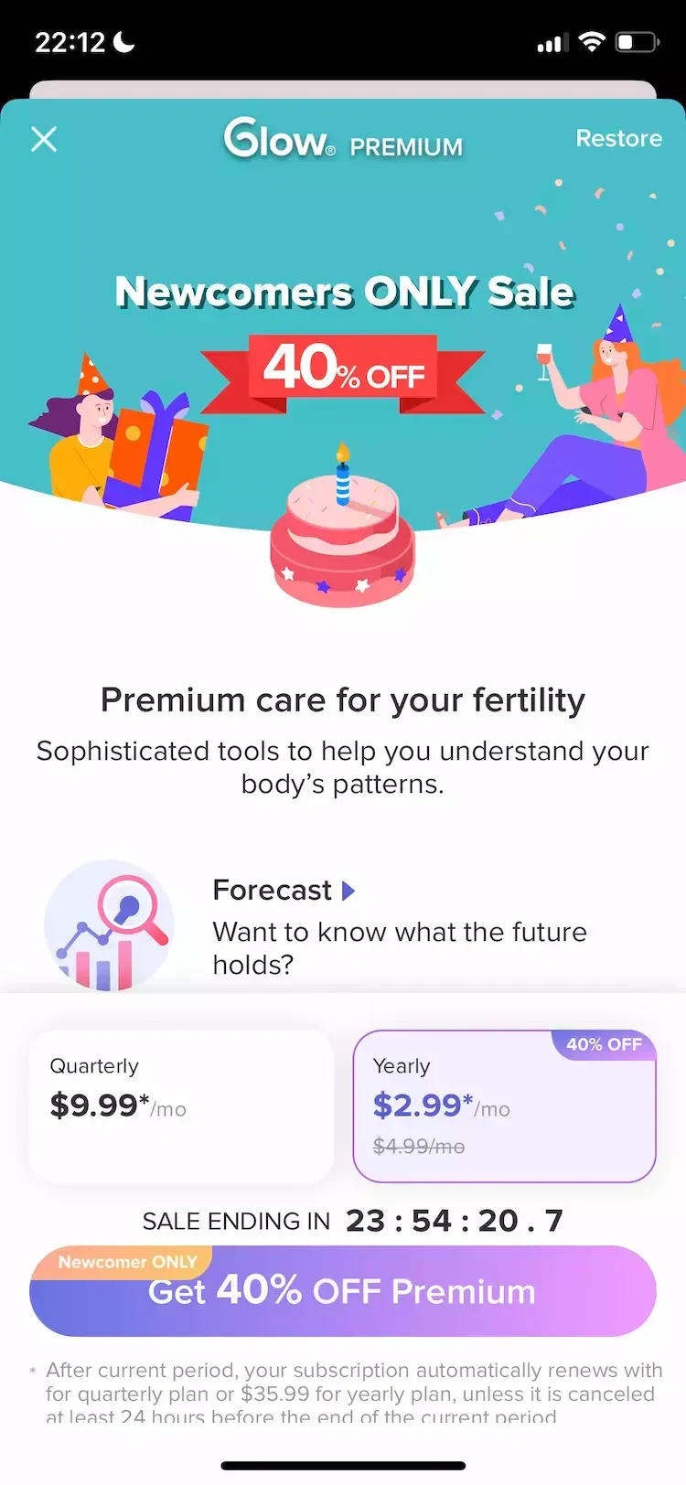 Glow Ovulation paywall screen