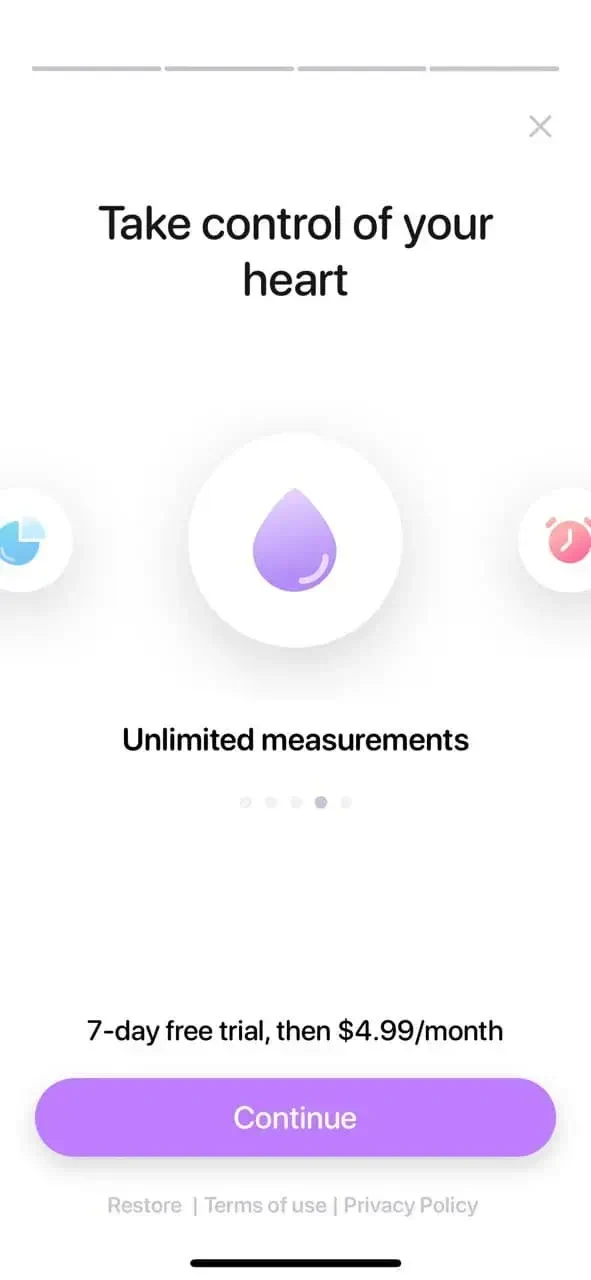 Glucose tracker++ paywall screen
