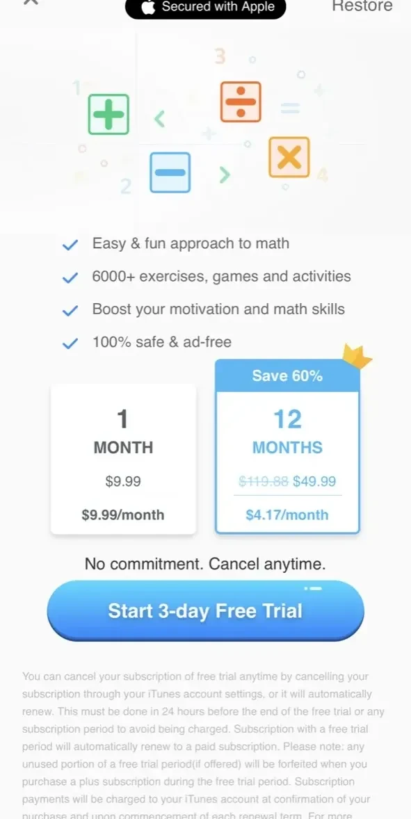 GogoMath paywall screen