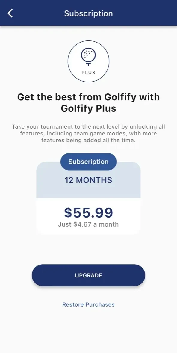 Golfify paywall screen
