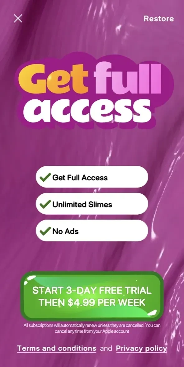 Goo paywall screen