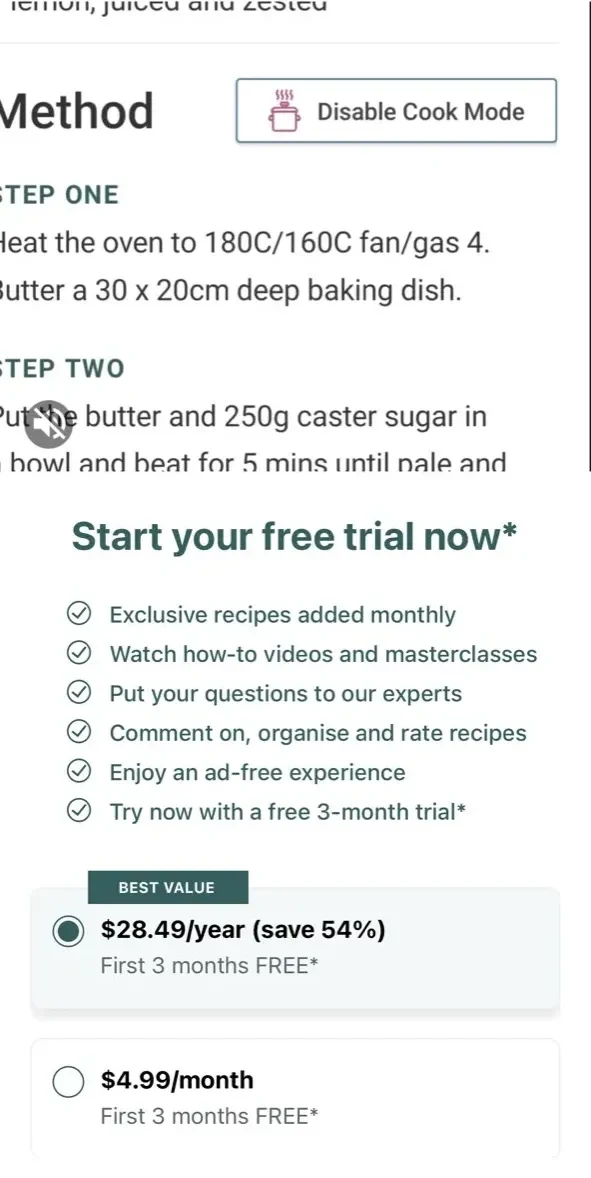 Good Food paywall screen