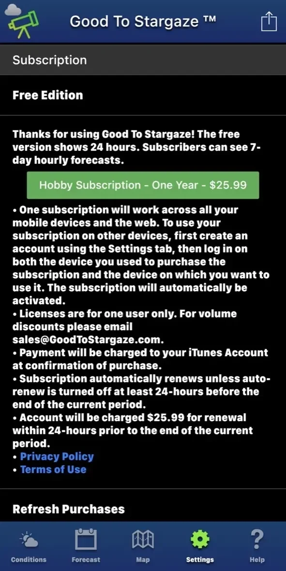 Good To Stargaze paywall screen