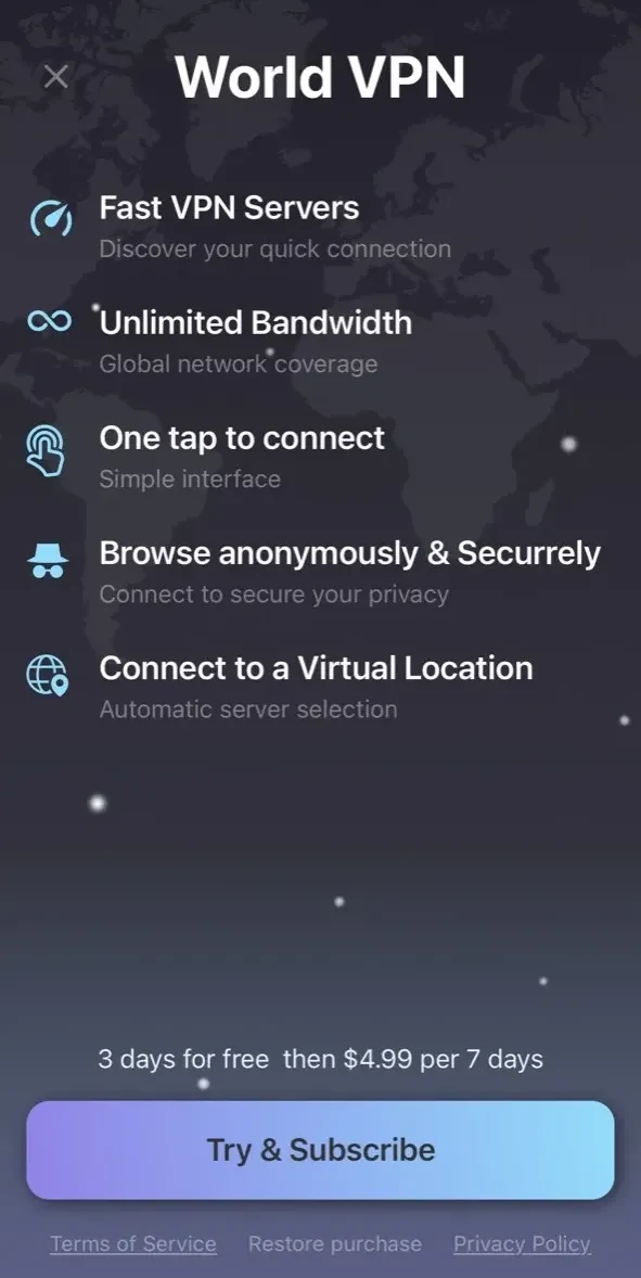 Good VPN paywall screen