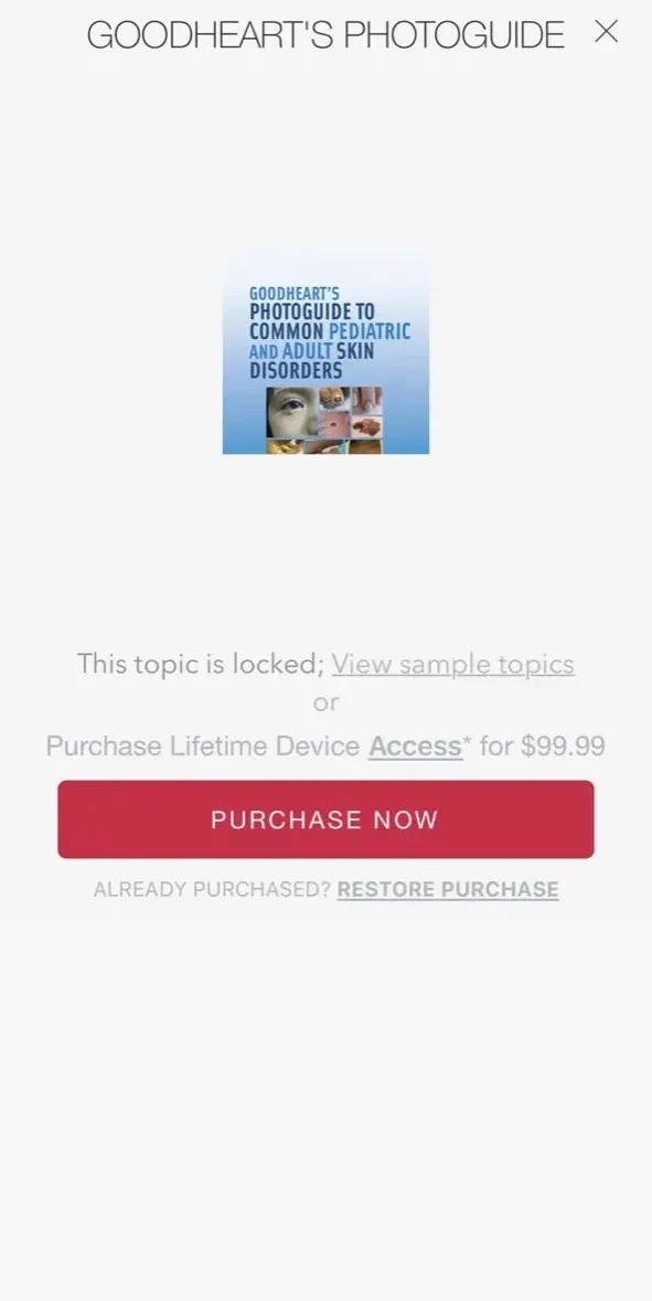 Goodheart Skin Disorders paywall screen