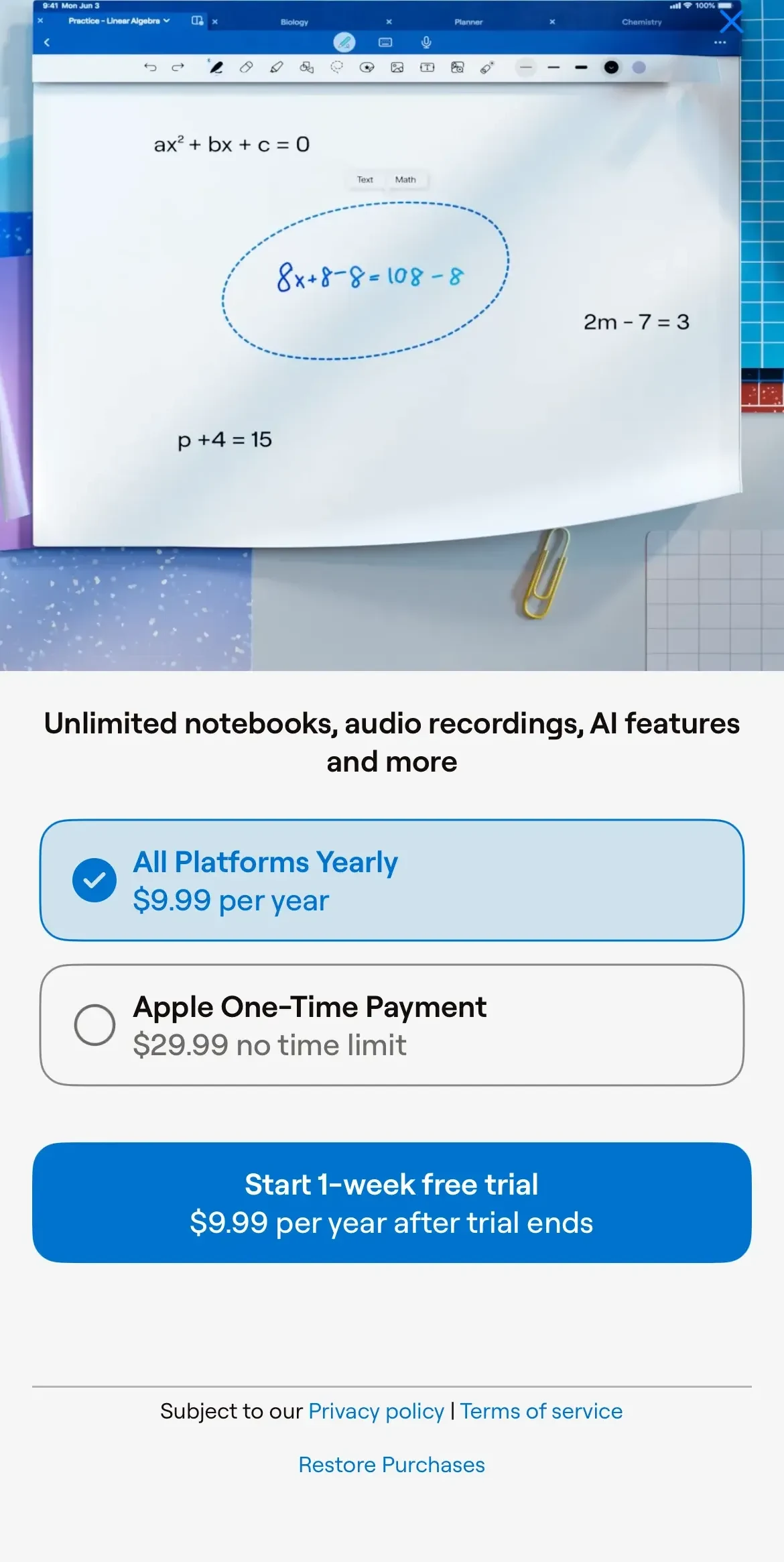 Goodnotes 6 paywall screen