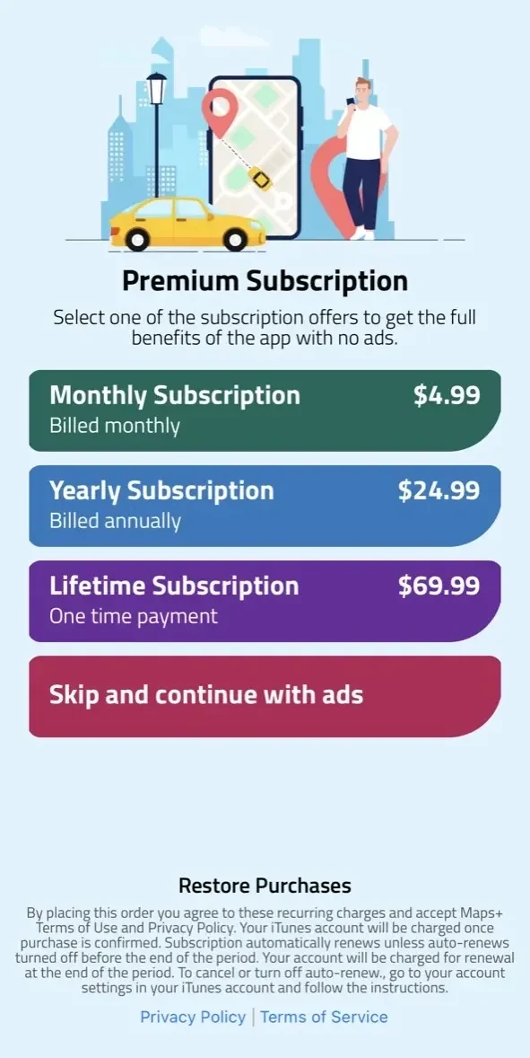 GPS paywall screen