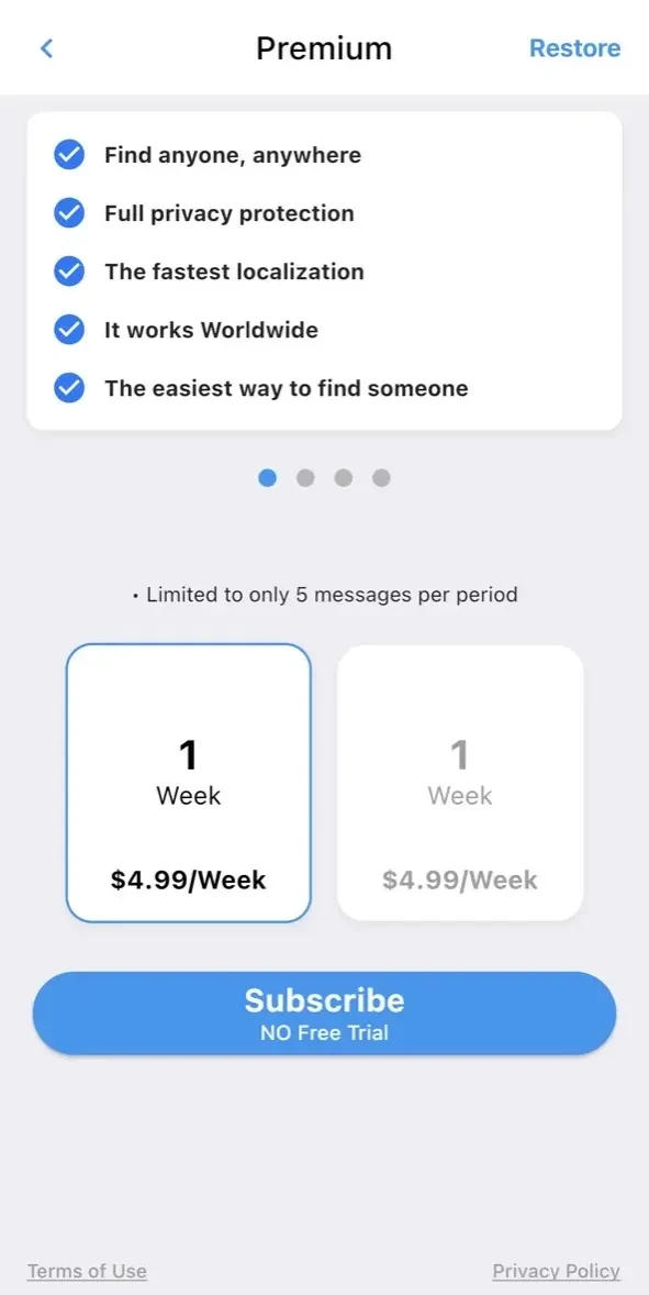 GPS Phone Tracker paywall screen