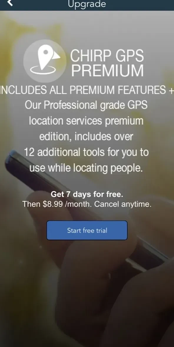 GPS Tracker paywall screen
