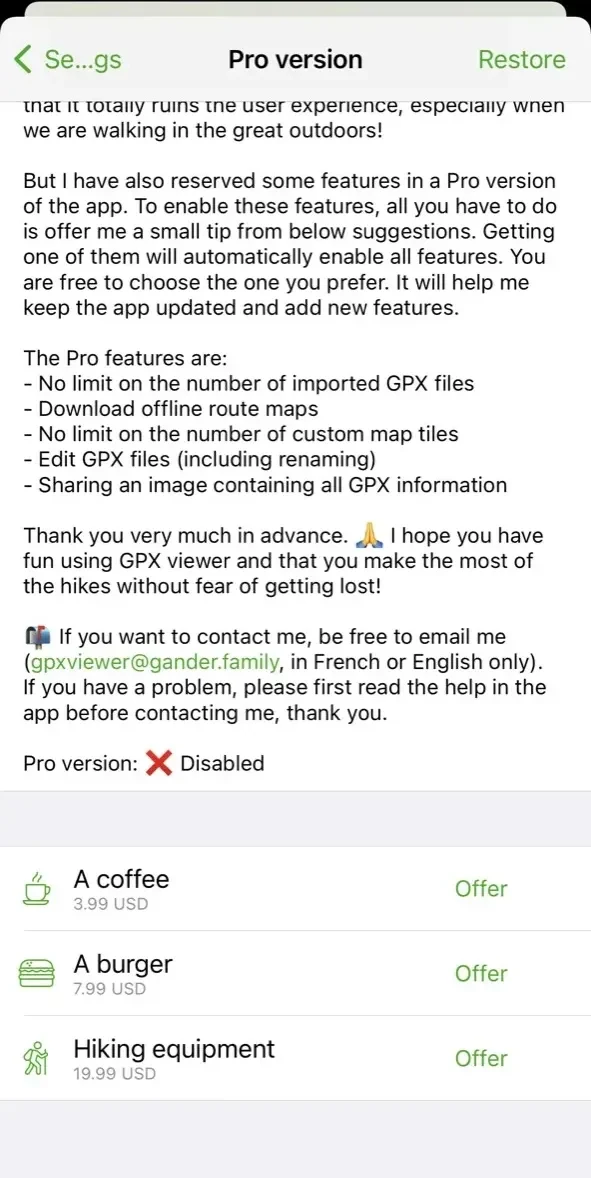 GPX viewer paywall screen