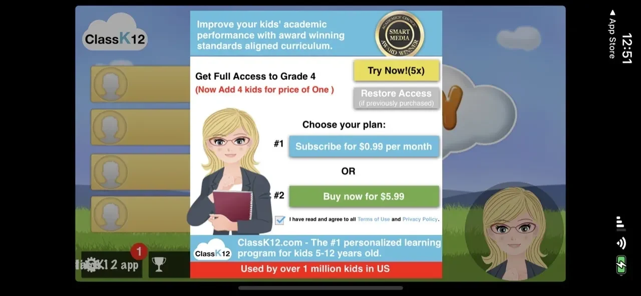 Grade 4 Math Common Core paywall screen