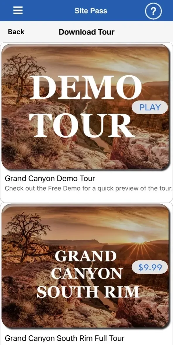 Grand Canyon NP Audio Guide paywall screen