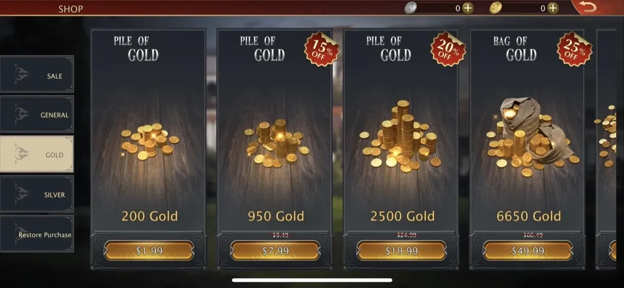 Grand War paywall screen