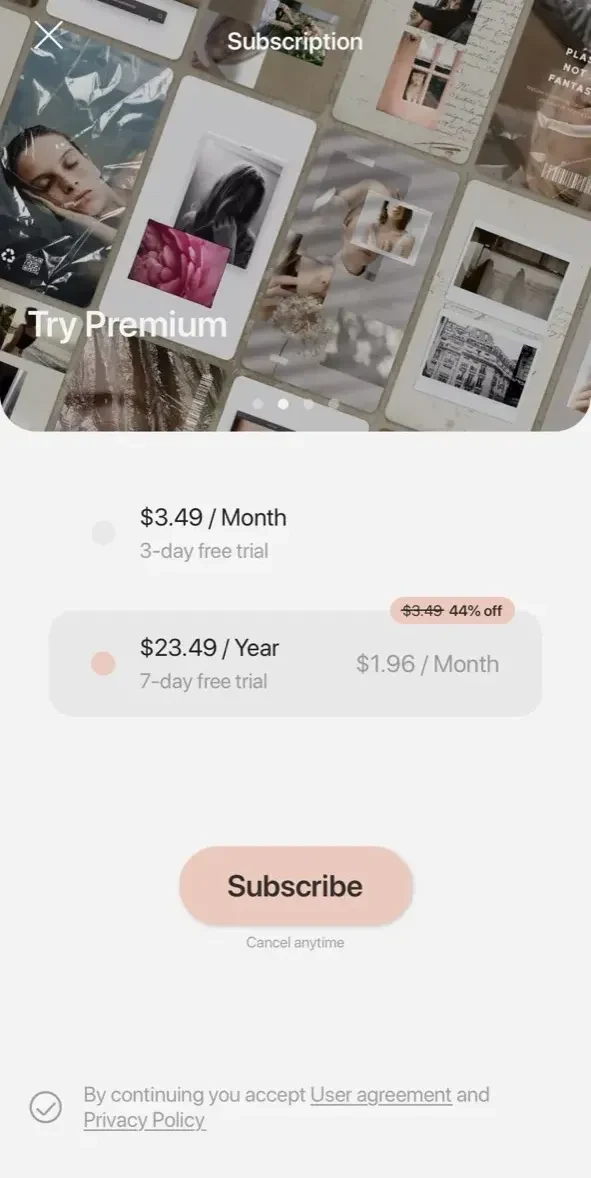 Graphionica paywall screen