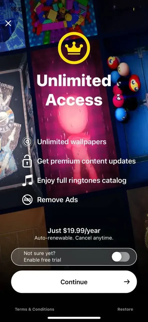 Gravity paywall screen