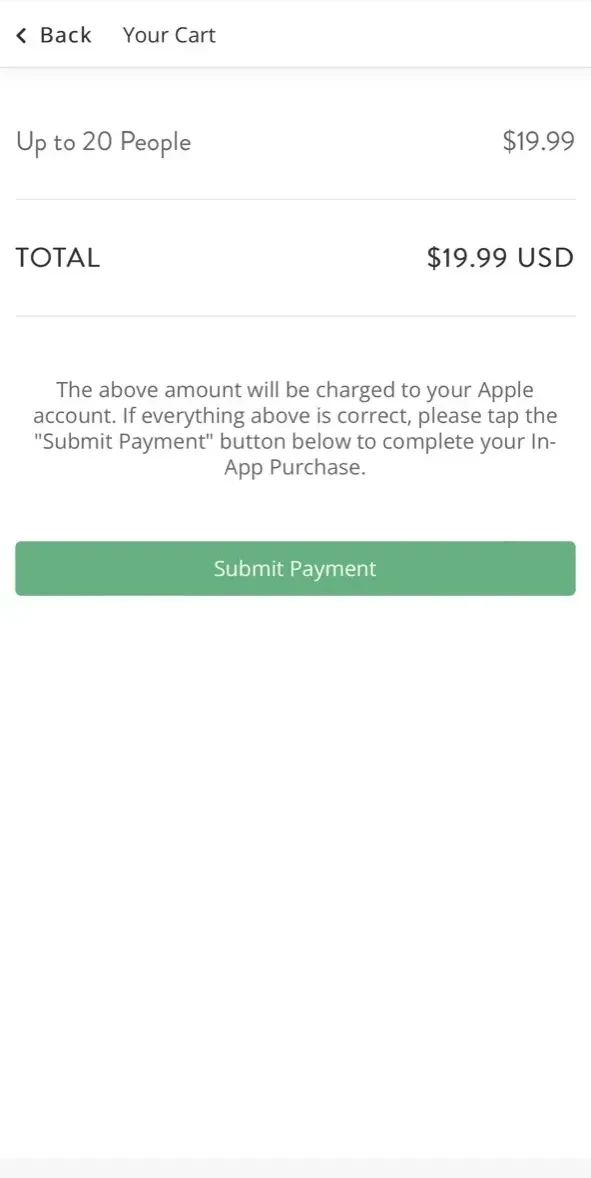 Greenvelope paywall screen