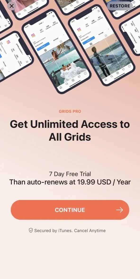 Grid paywall screen