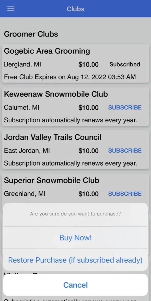 GroomerTracker paywall screen