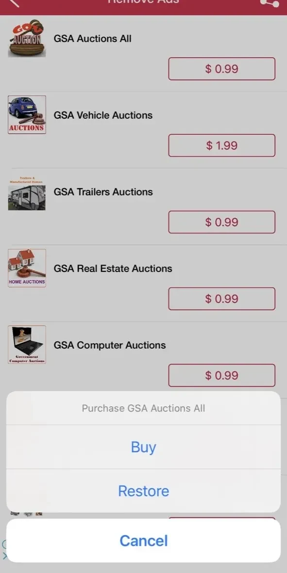 GSA Auctions paywall screen