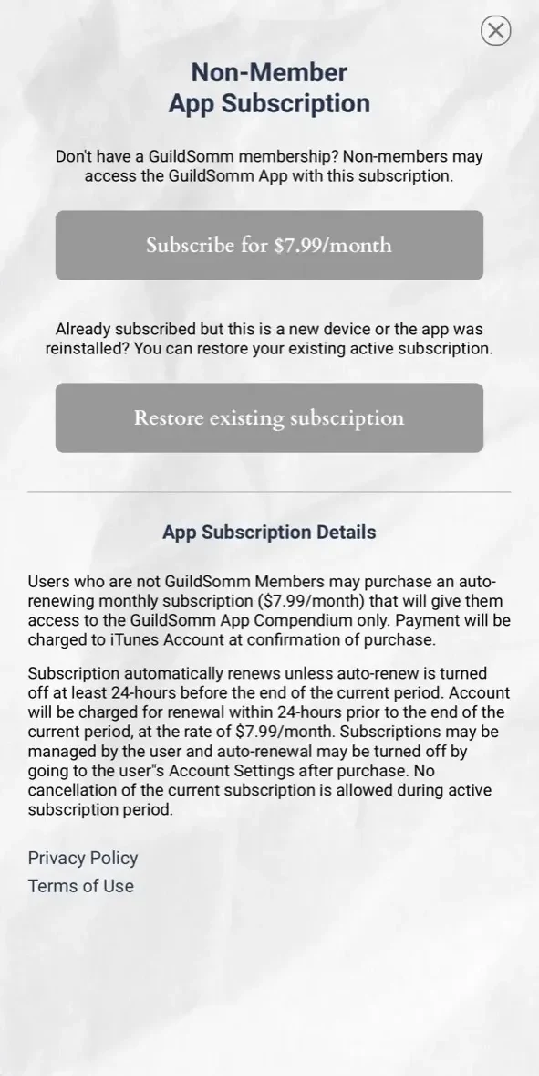 GuildSomm paywall screen