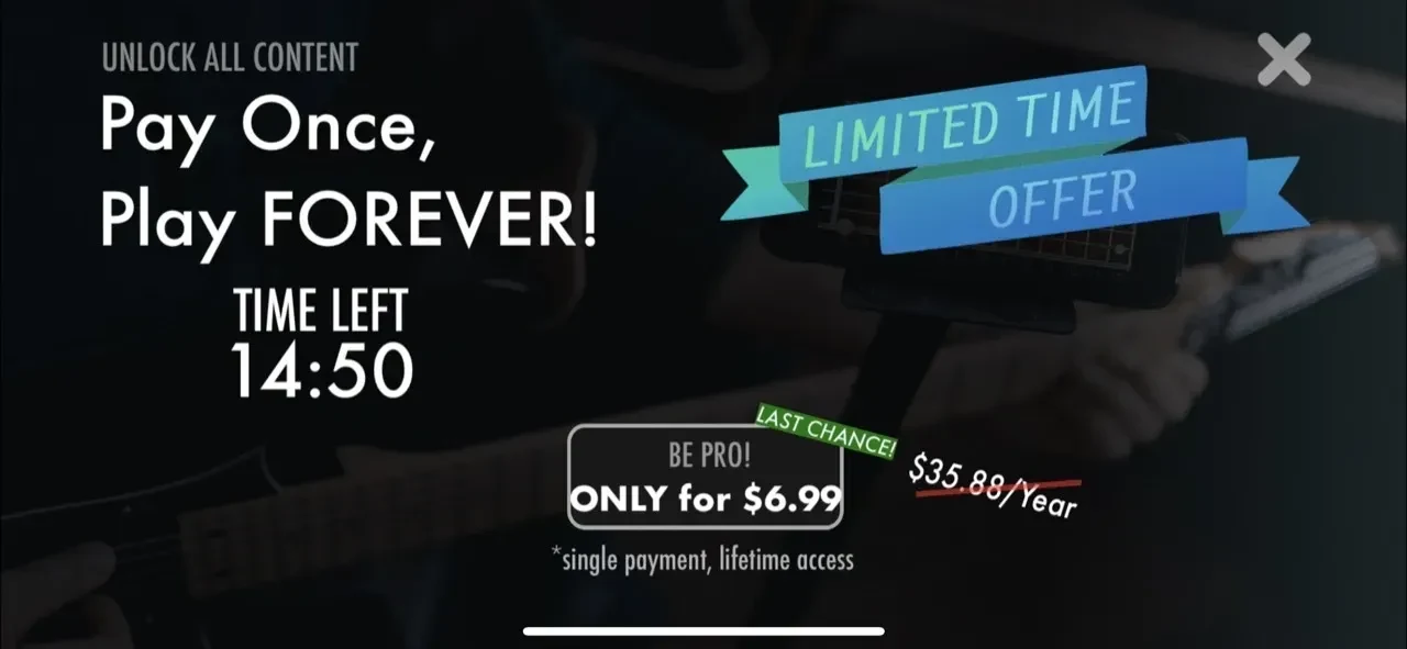 Guitar Blast paywall screen