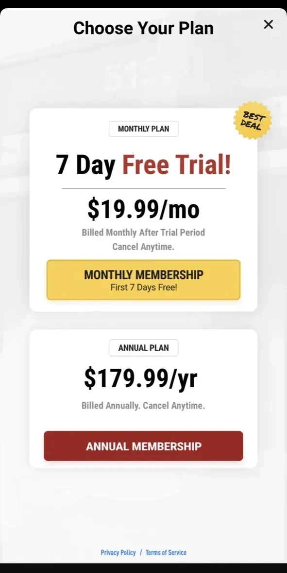 Guitar Lessons paywall screen