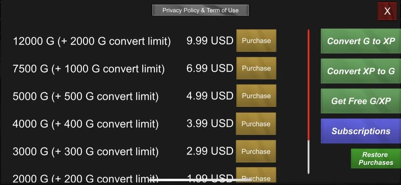 Gunship Sequel paywall screen
