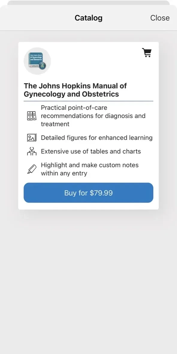 Gynecology paywall screen