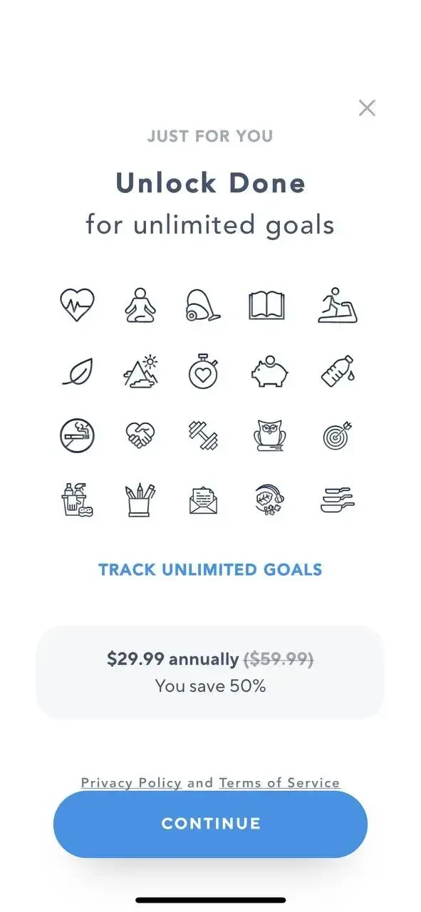 Habit Tracker paywall screen