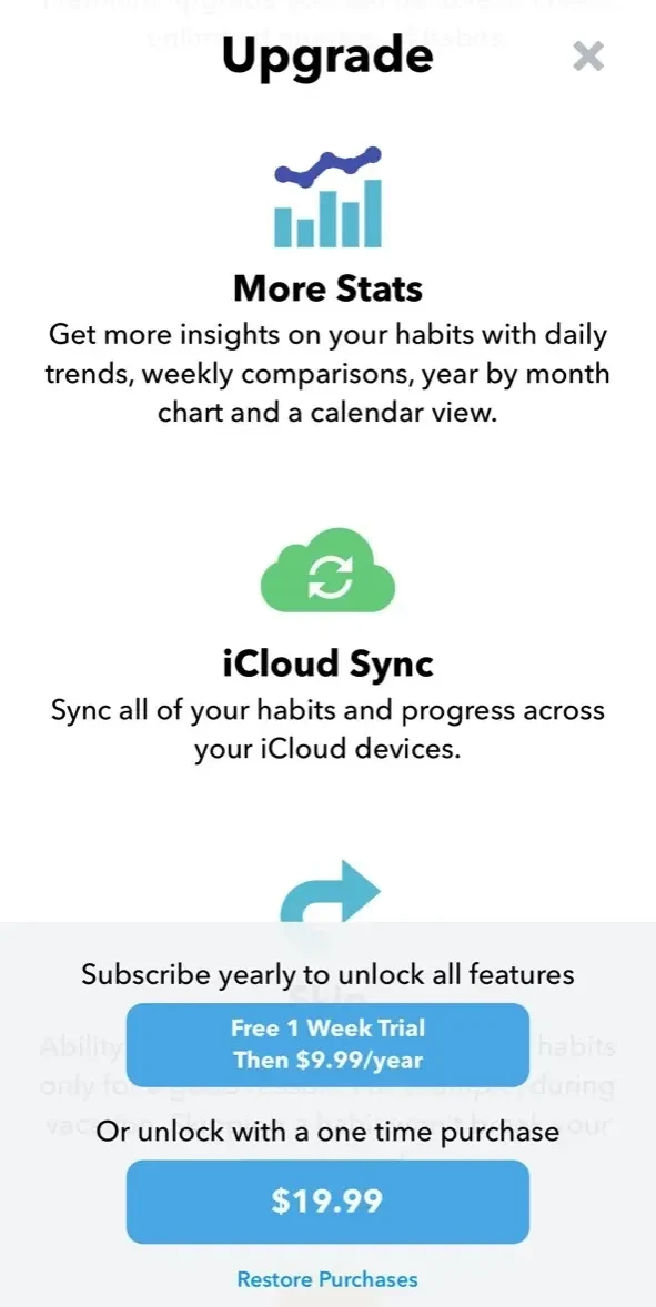 HabitMinder paywall screen