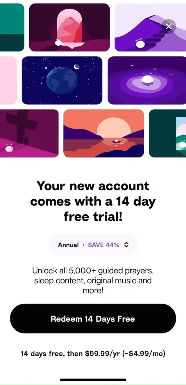 Hallow paywall screen