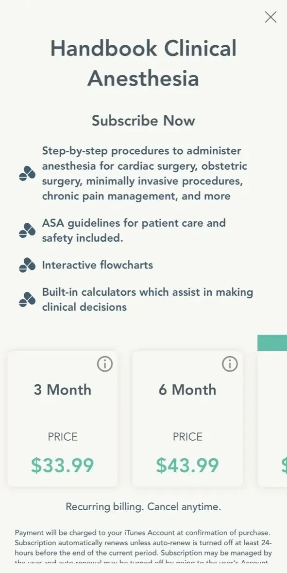 Handbook Clinical Anesthesia paywall screen