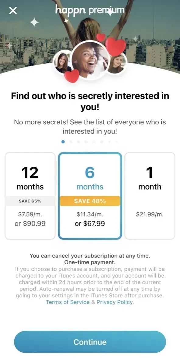 happn paywall screen