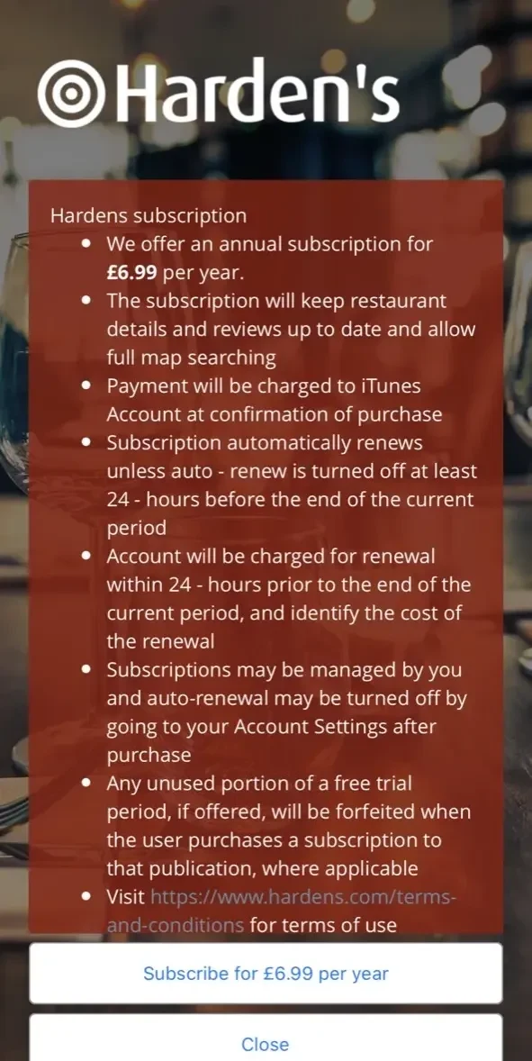 Hardens paywall screen
