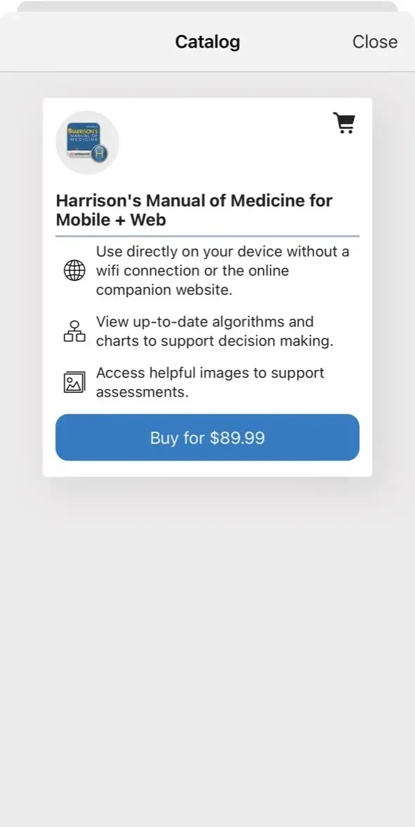Harrison's Manual of Medicine paywall screen
