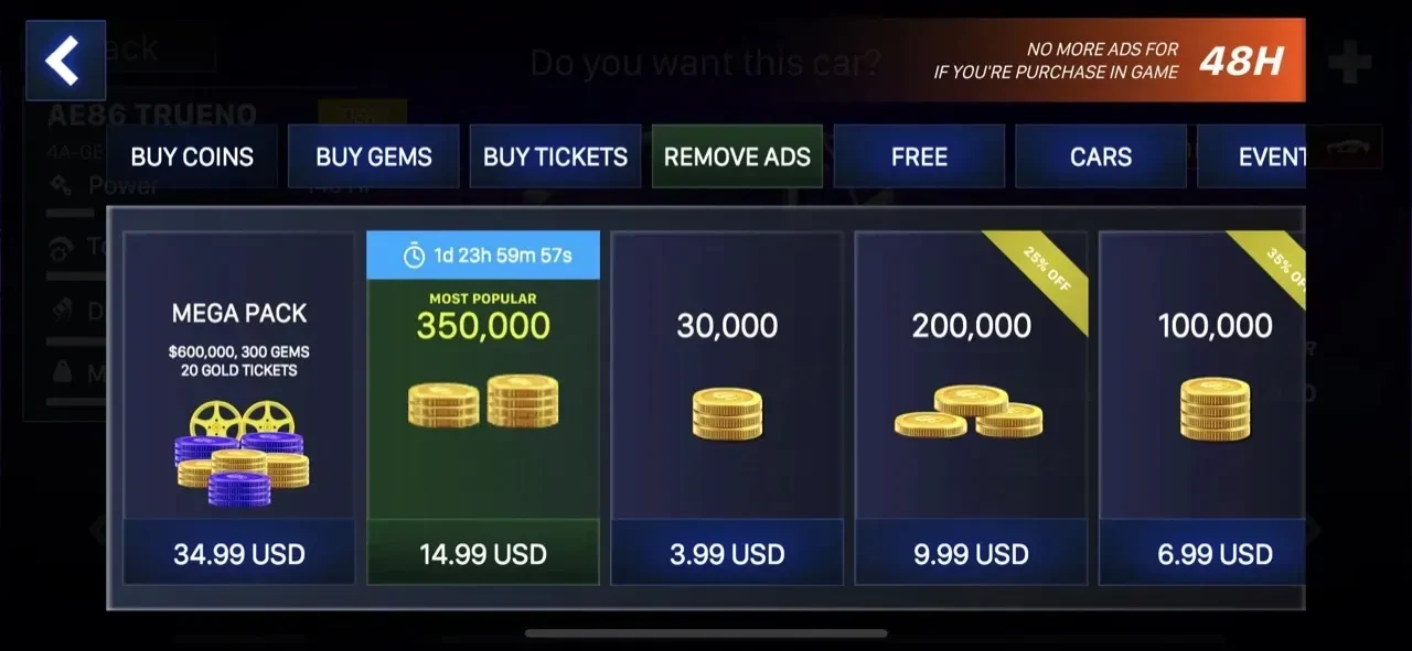 Hashiriya Drifter paywall screen