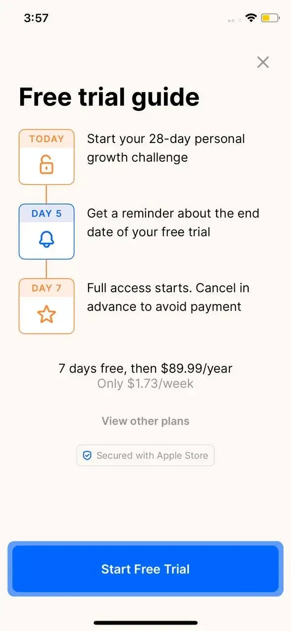 Headway paywall screen