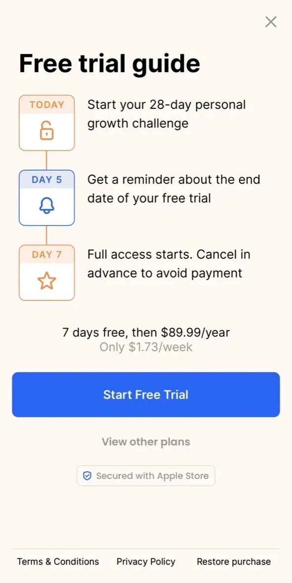 Headway paywall screen