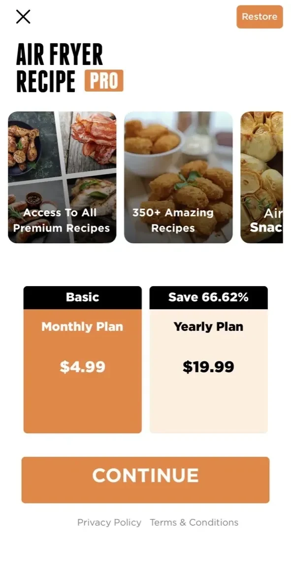 Healthy Air Fryer Recipes paywall screen