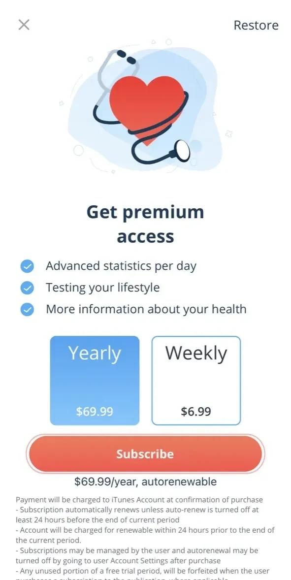 Heart Rate Monitor paywall screen